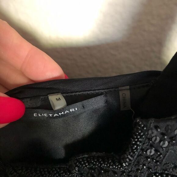 Eli’s Tahari Black Beaded Silk Dress - Picture 10 of 10